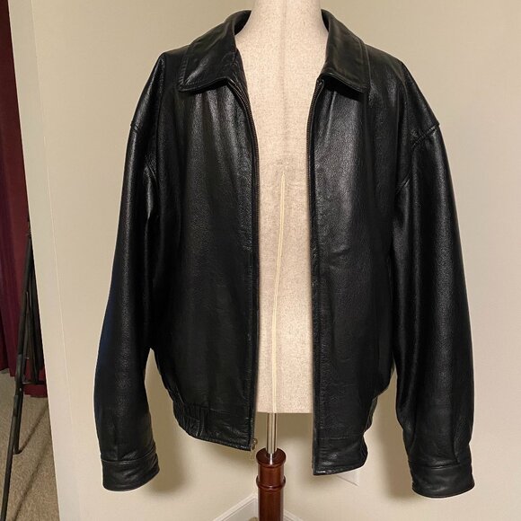 Vintage St. John's Bay Genuine Leather Men's Bomber Jacket Quilted Size XL - Picture 2 of 14